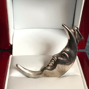 Vintage,Sterling silver Crescent Moon Pendant
